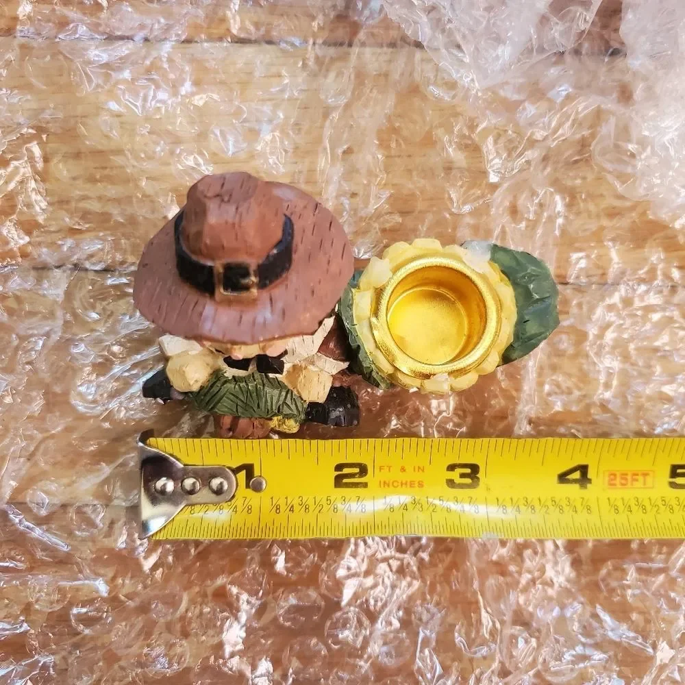 Vintage‎ fall Thanksgiving cast resin hand painted candle holder